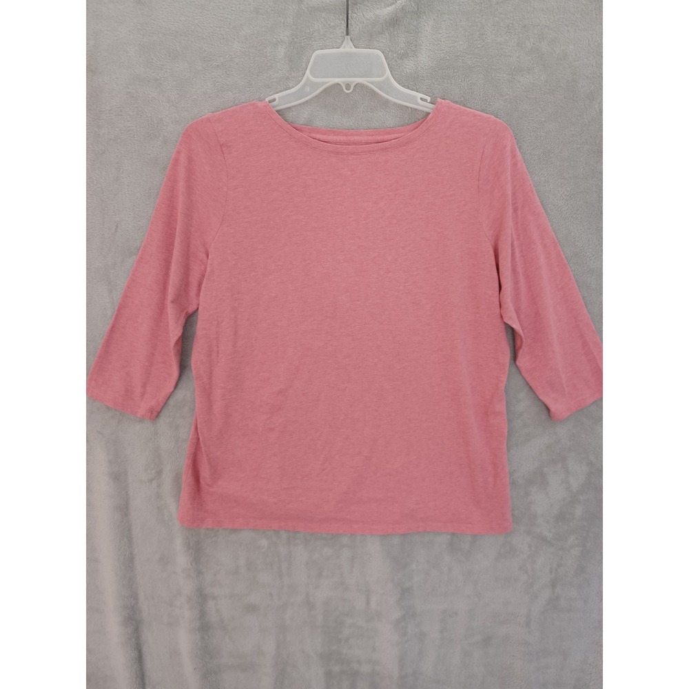 Talbots Tee 1X Heathered Salmon Pink 3/4 Sleeve Cotton Spandex Crew‎ Neck